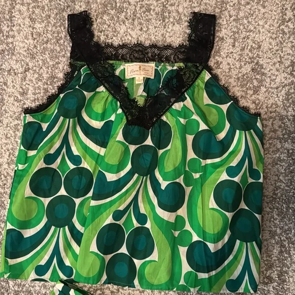 Flora Bea NYC 2pc Shorts Set Size Small NWT Green Print $259 retail